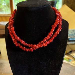 Mediterranean Red coral necklace and matching bracelet